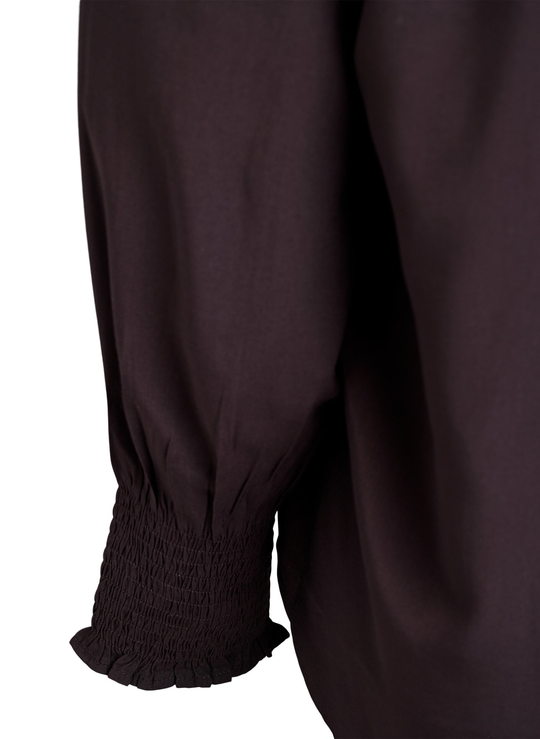 ZizziBluse mit R&uuml;schenkragen und Raffung, Braun, Packshot image number 3