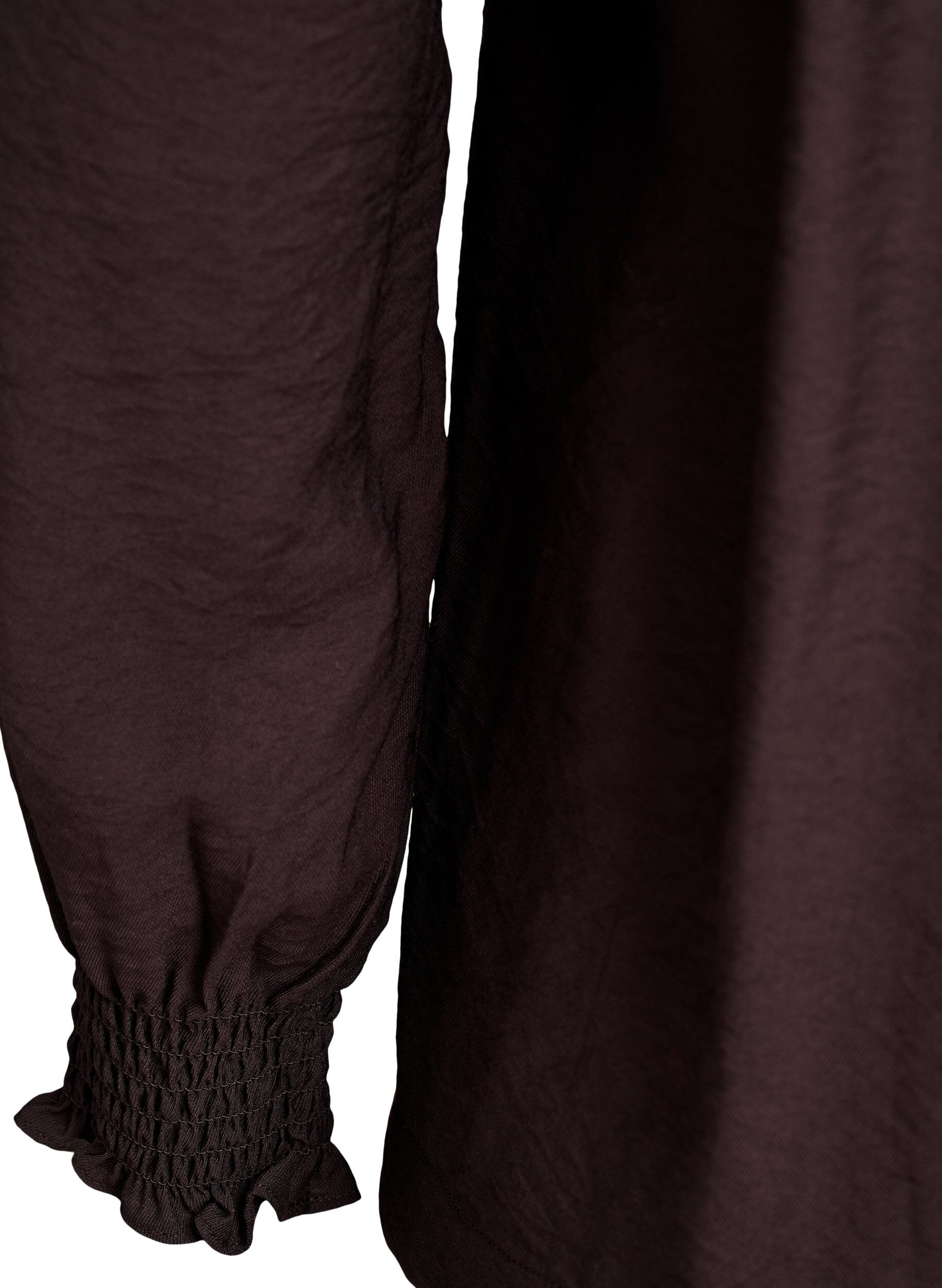 ZizziBluse aus Viskose mit Smock und gerafften Details, Braun, Packshot image number 3