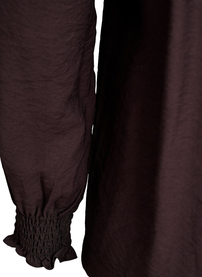 Bluse aus Viskose mit Smock und gerafften Details, Braun, Packshot image number 3