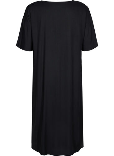 Kurzärmeliges Hemdkleid aus Viskose, Black, Packshot image number 1