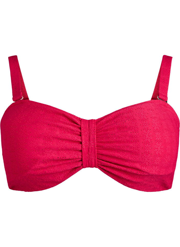 Bandeau-Bikini-Top mit Strukturmuster und abnehmbaren Tr&auml;gern, Pink, Packshot image number 0