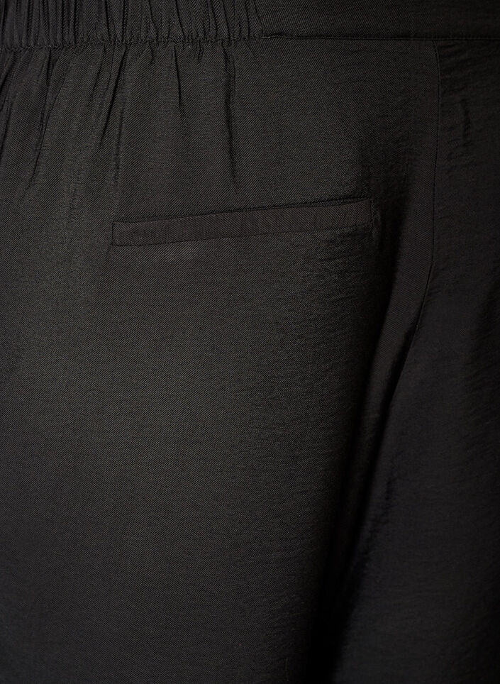 Viskosehose mit elastischem Bund und geraden Beinen, Schwarz, Packshot image number 3