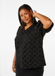 Kurzärmelige Jacquard-Bluse mit Schleifen, Black W. Bow, Model image number 0