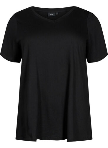 Kurzärmeliges T-Shirt mit A-Linie, Black, Packshot image number 0