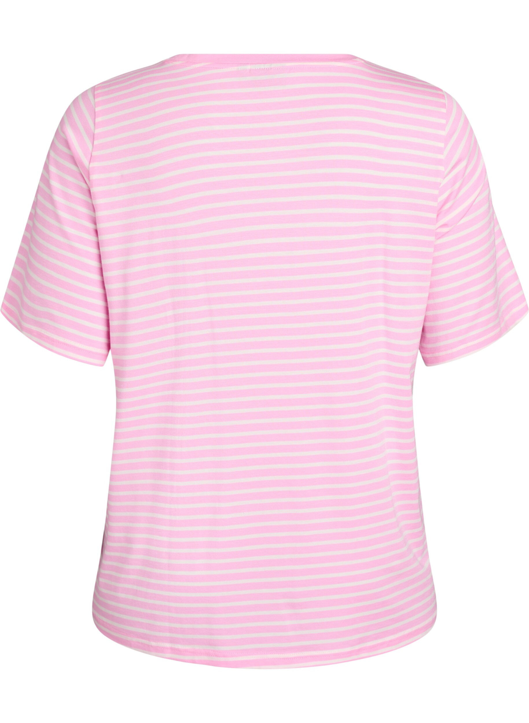 ZizziGestreiftes T-Shirt aus TENCEL&trade; Lyocell, Pink, Packshot image number 1