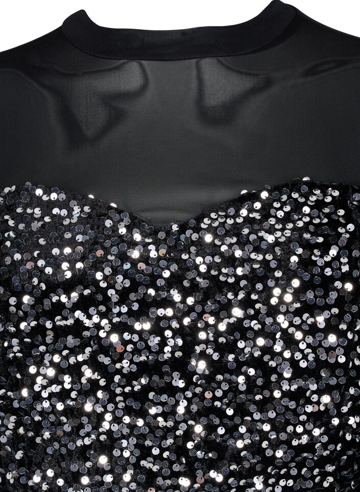 Glitzerkleid mit Pailletten, Black w. Silver, Packshot image number 2