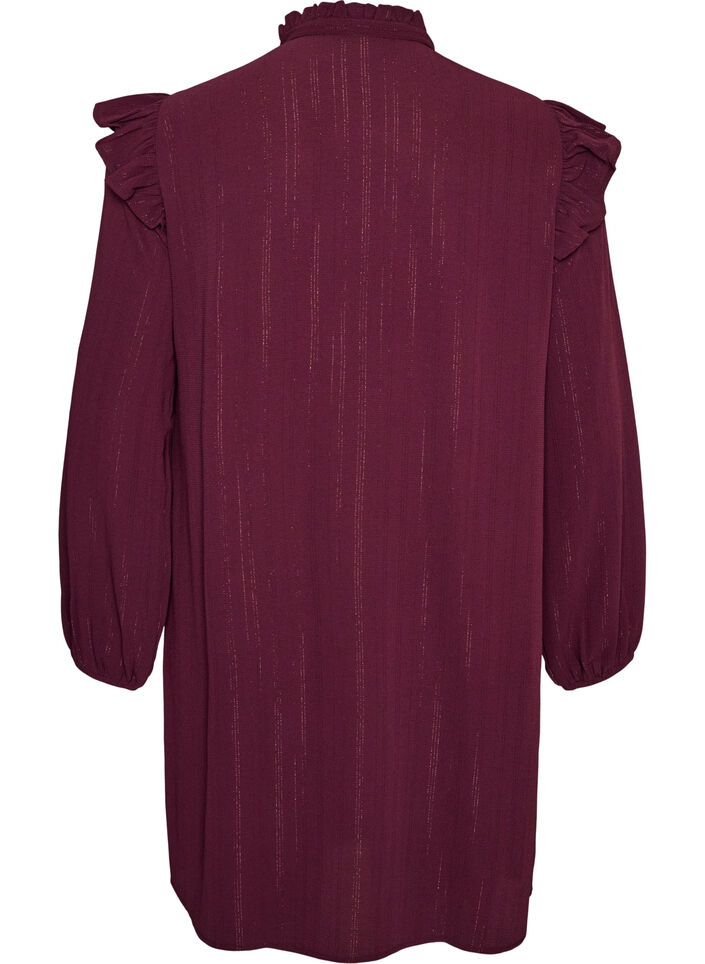 Kurzes Kleid mit R&uuml;schen und Glitzer, Rot, Packshot image number 1