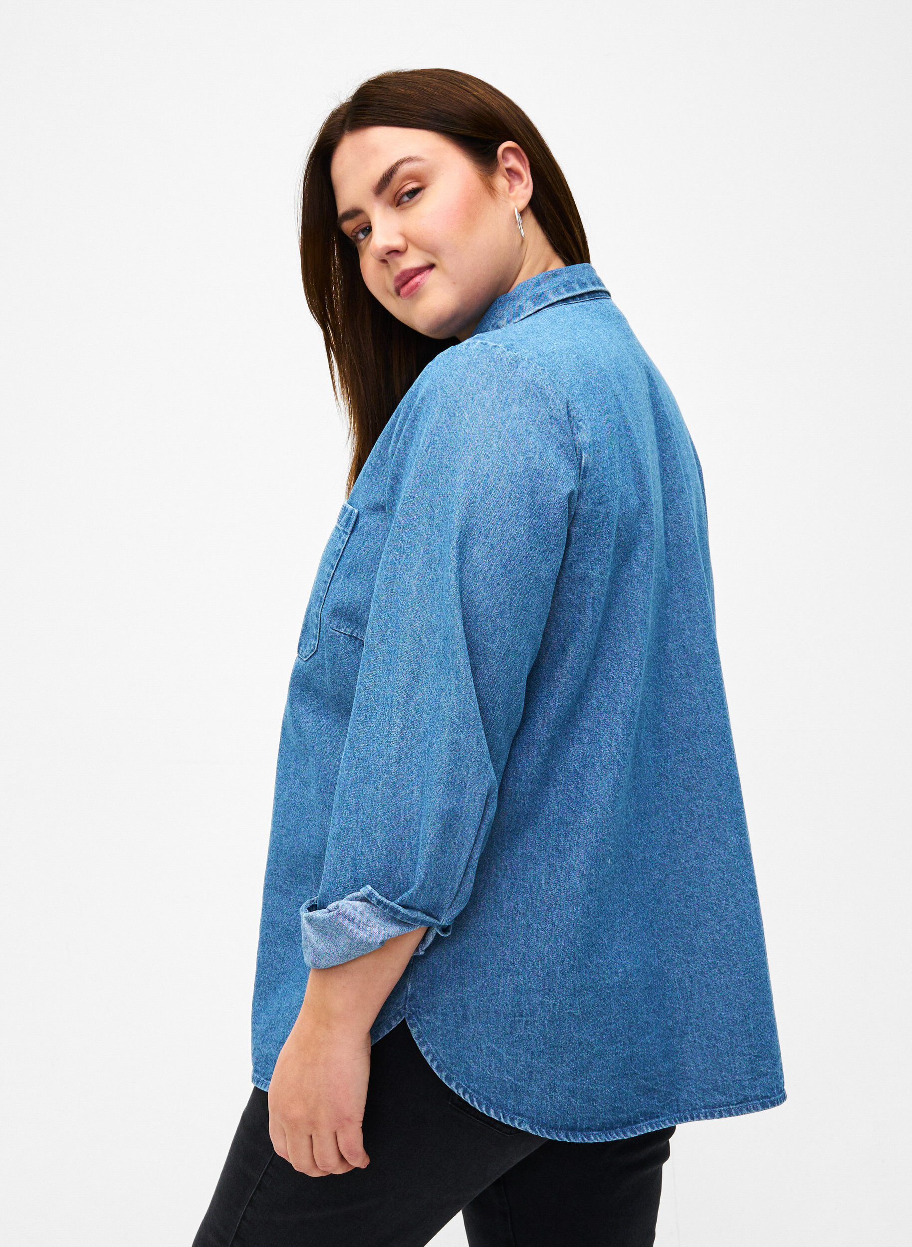 ZizziLang&auml;rmeliges Jeanshemd mit Brusttasche, Light Blue Denim, Model image number 1