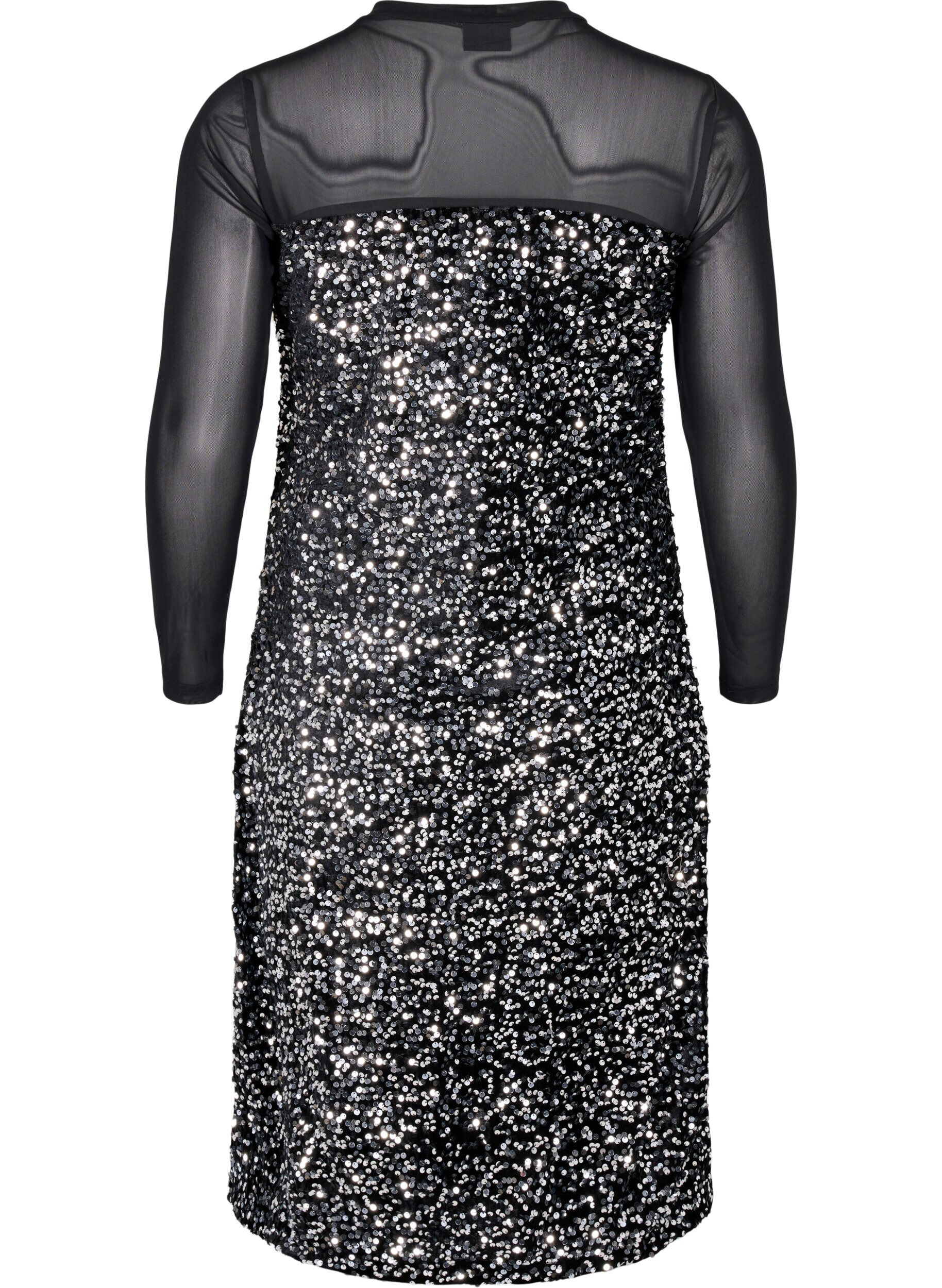 ZizziGlitzerkleid mit Pailletten, Black w. Silver, Packshot image number 1