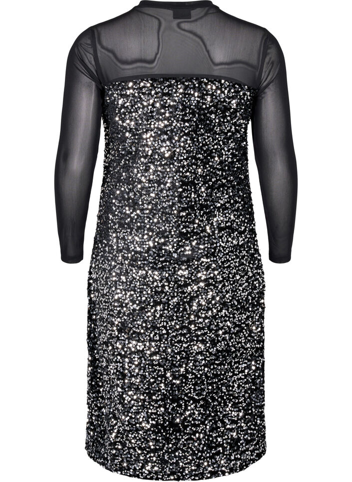 Glitzerkleid mit Pailletten, Black w. Silver, Packshot image number 1