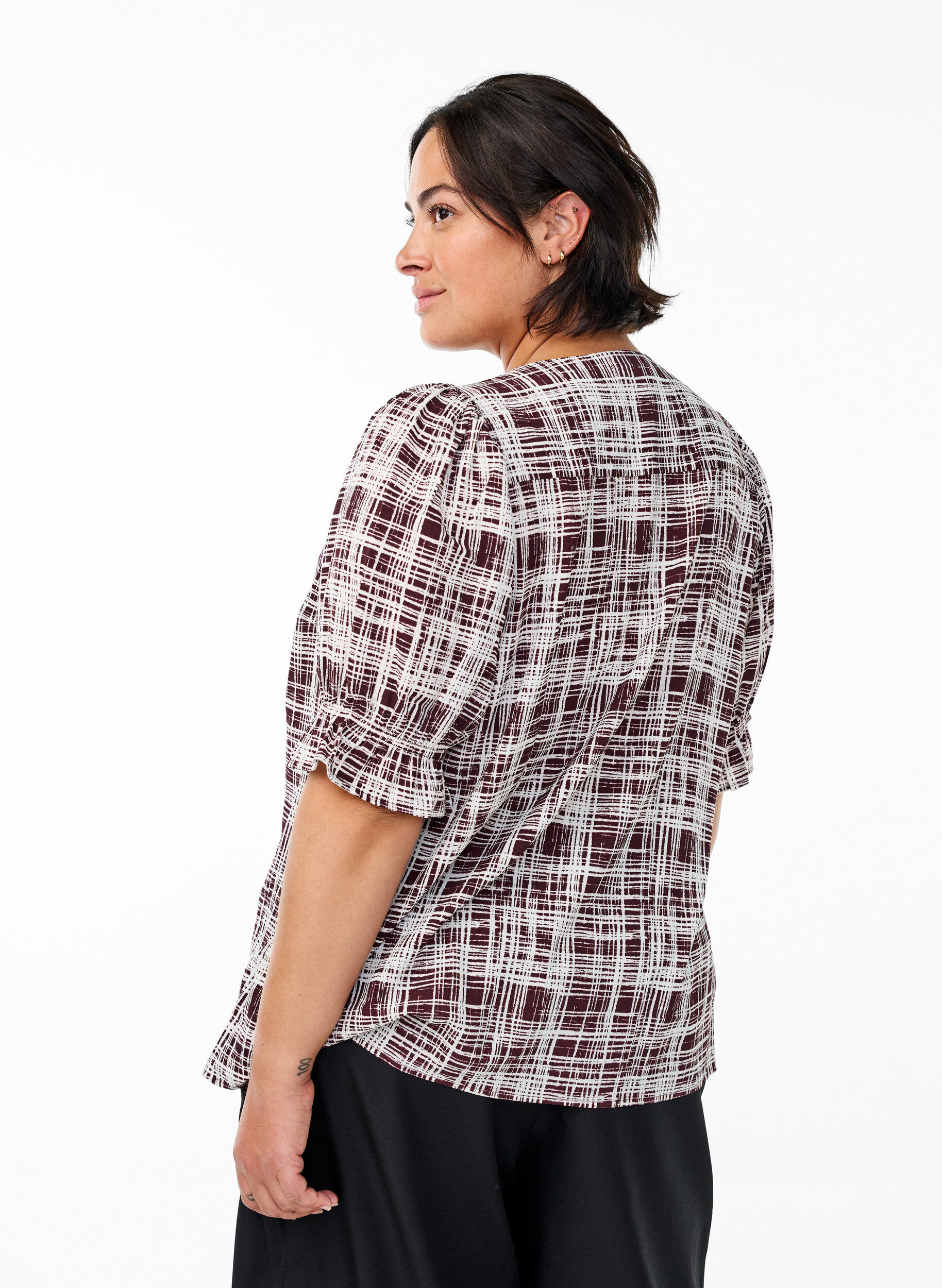 ZizziBluse mit 1/2 &Auml;rmeln, Dunkles Bordeaux, Model image number 2