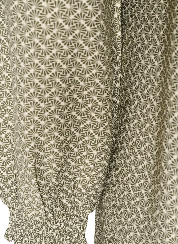 Gemustertes Kleid aus Viskose mit langen &Auml;rmeln, Gr&uuml;n, Packshot image number 3