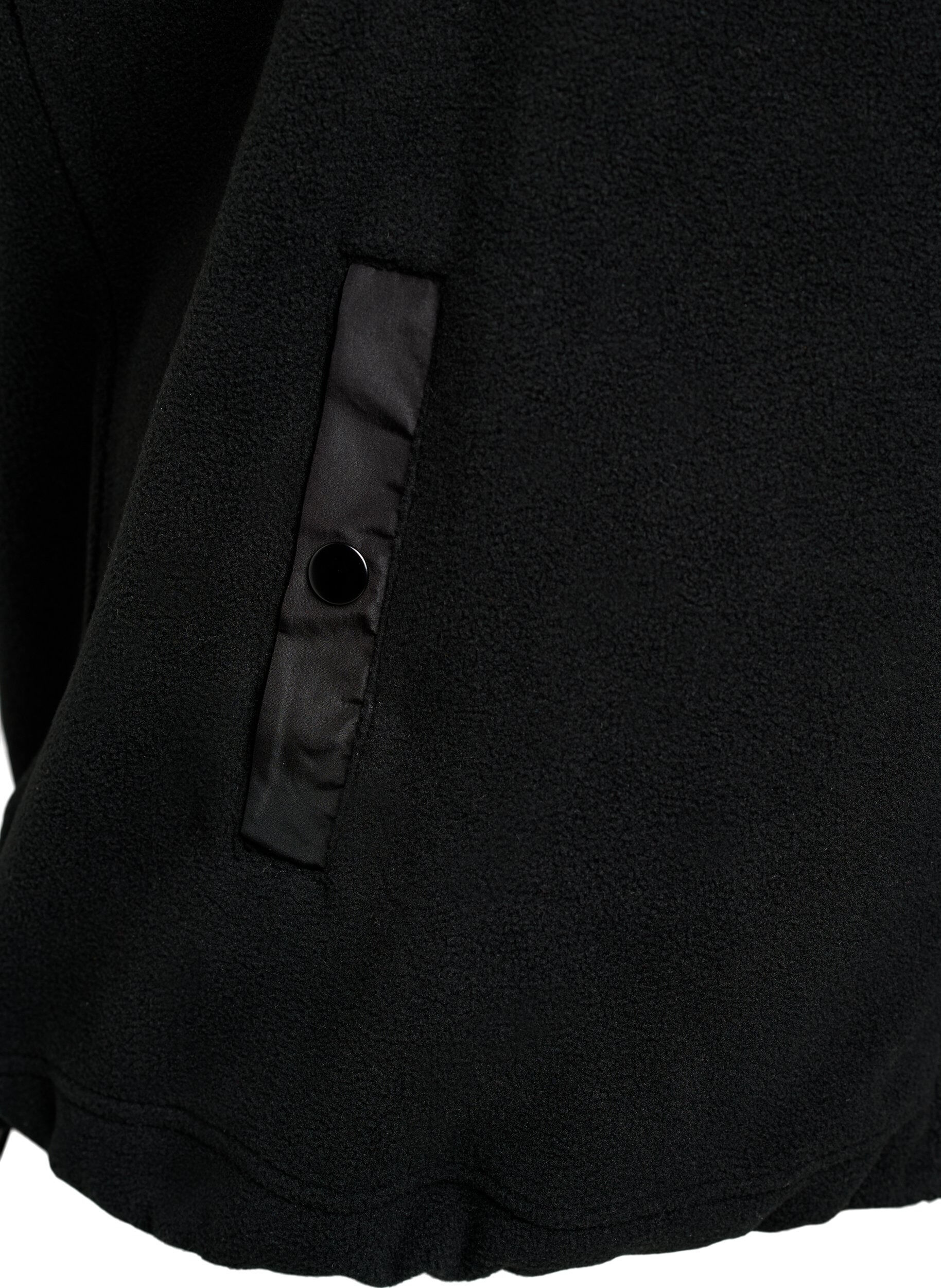 ZizziFleeceweste mit hohem Kragen und Kordelzug am Saum, Schwarz, Packshot image number 3
