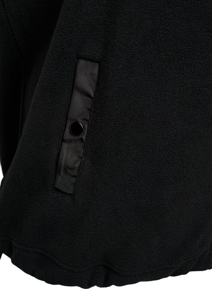 Fleeceweste mit hohem Kragen und Kordelzug am Saum, Schwarz, Packshot image number 3