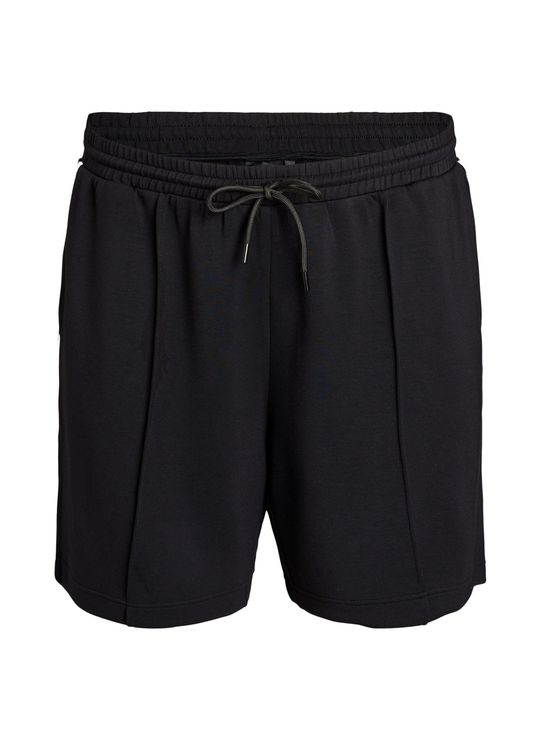 ZizziHoch taillierte Shorts mit Streifendetails, Schwarz, Packshot image number 0