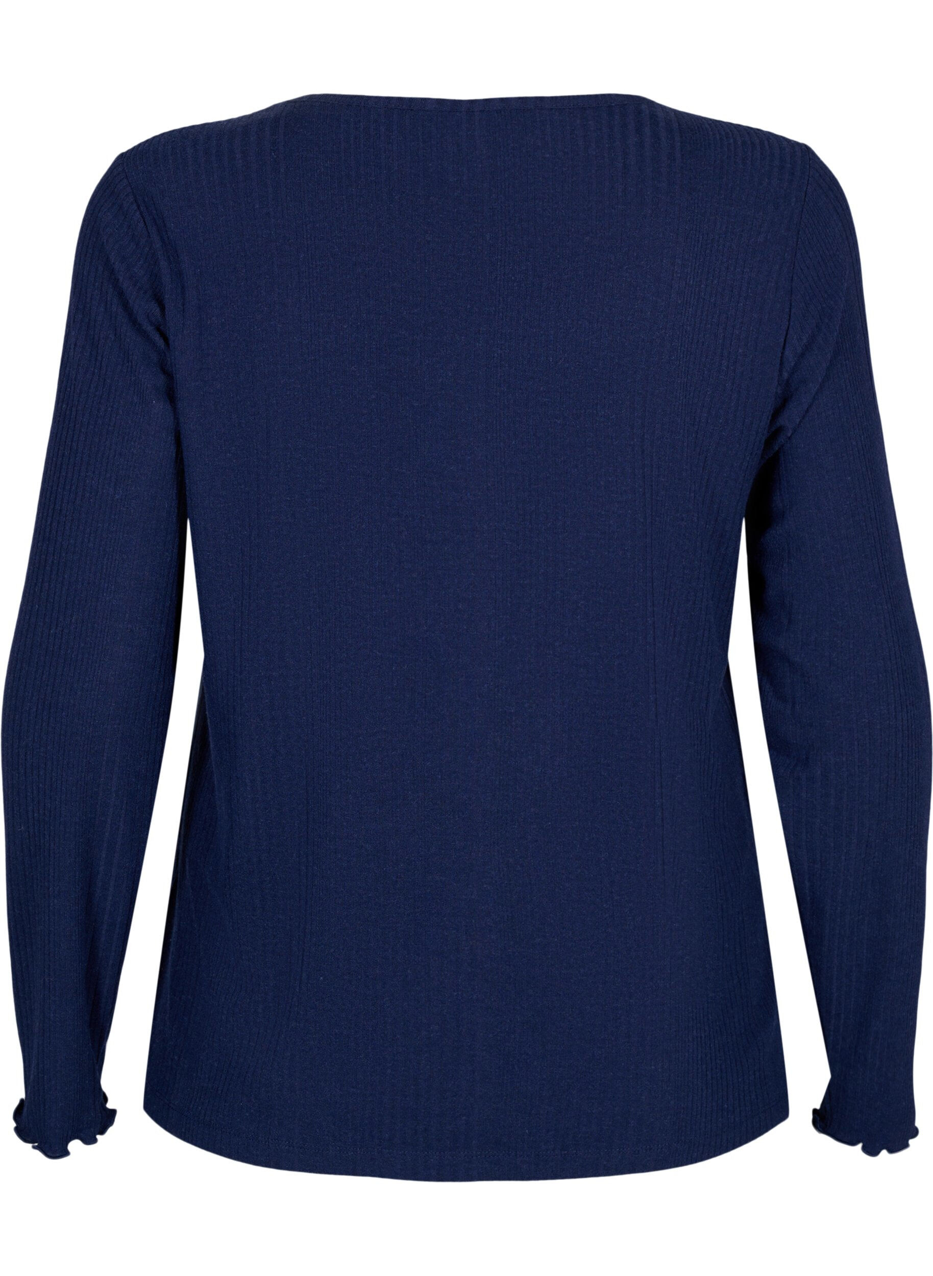 Zizzi Lang&auml;rmelige Bluse mit Streifenmuster, Night Sky Mel., Packshot image number 1