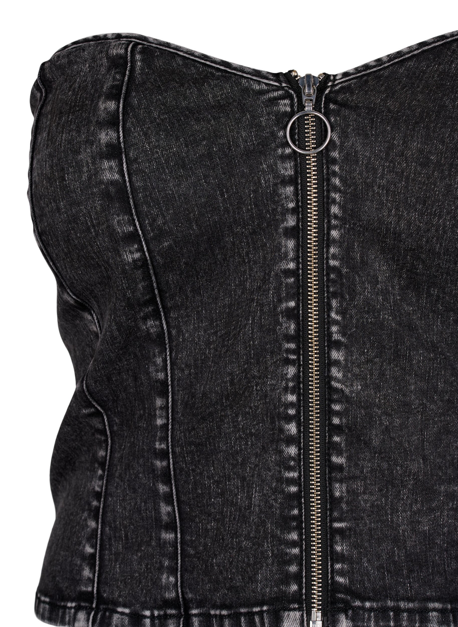 ZizziDenim Korsett Top mit Rei&szlig;verschluss, Black, Packshot image number 2