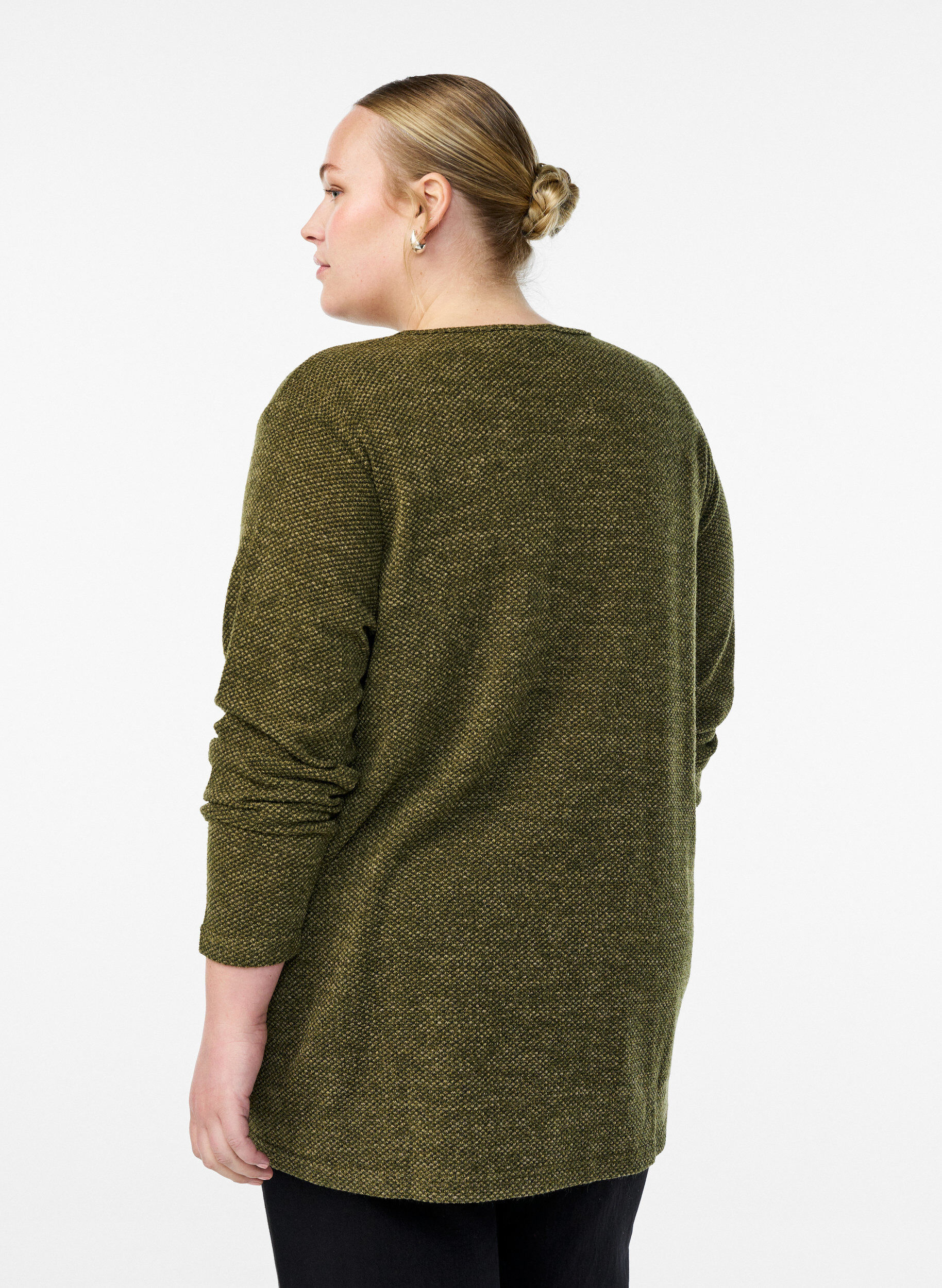 ZizziLang&auml;rmelige Bluse mit Struktur, Gr&uuml;n, Model image number 2