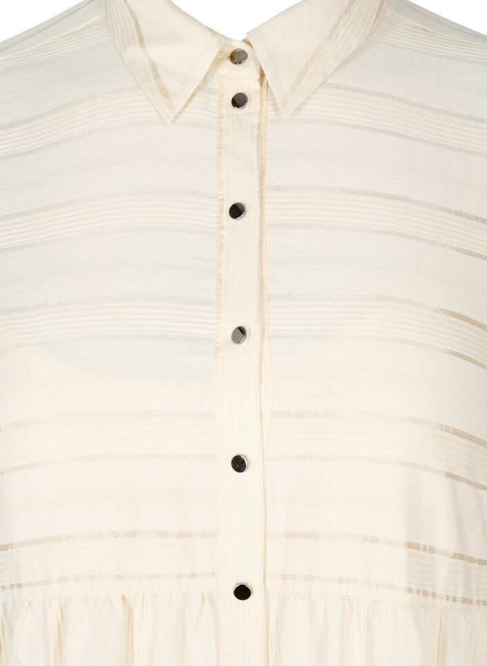 Gemusterte Tunika mit Knöpfen und langen Ärmeln, Fog, Packshot image number 2