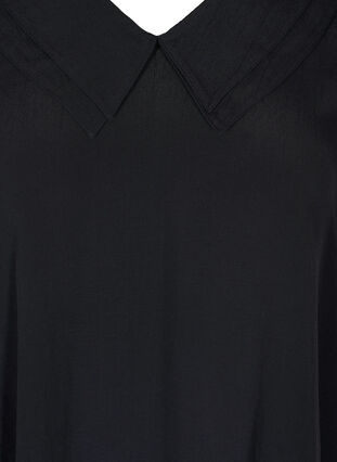 Viskosetunika mit V-Ausschnitt und Kragen, Black, Packshot image number 2