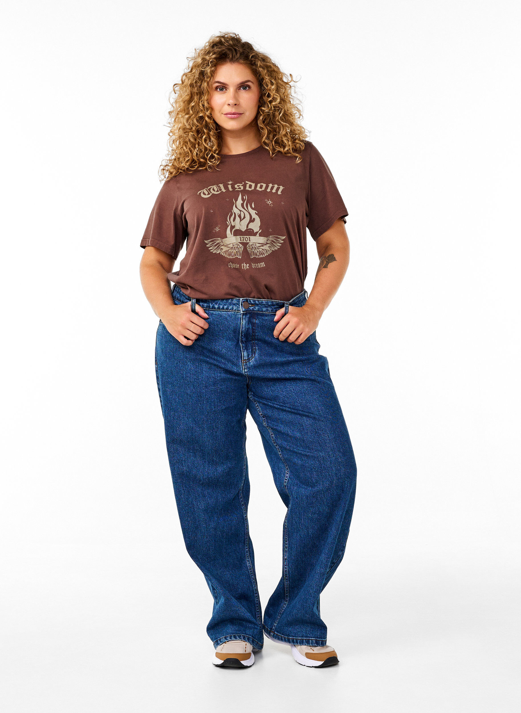 ZizziWide-Leg-Jeans mit hoher Taille, Blau, Model image number 0