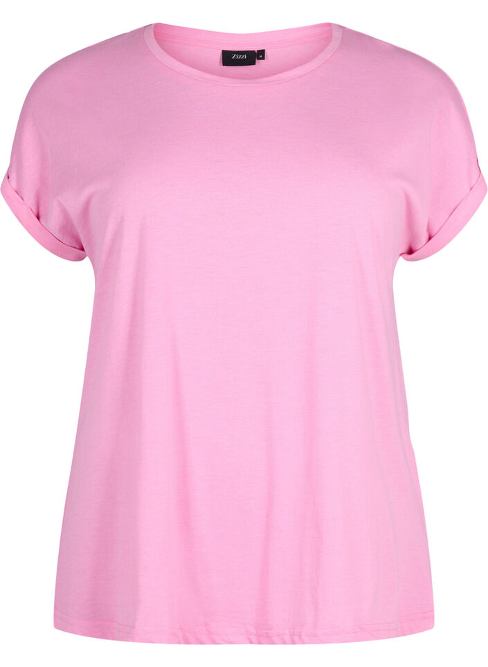Kurzärmeliges T-Shirt aus einer Baumwollmischung, Rosebloom, Packshot image number 0