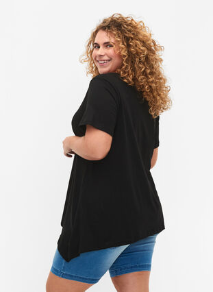 Baumwoll-T-Shirt mit kurzen Ärmeln, Black SOLD, Model image number 1