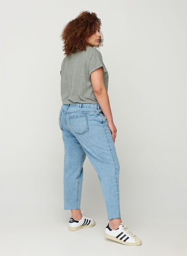 Cropped Mom Fit Mille Jeans mit lockerer Passform, Snow Wash 2, Model image number 1