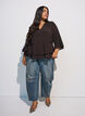 Bluse mit 3/4-&Auml;rmeln und R&uuml;schendetails, Braun, Model image number 1