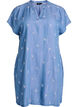 Kleid aus Lyocell mit Denim-Look und bestickten Blumen, Blau, Packshot image number 0