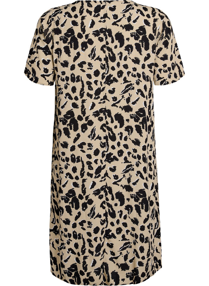 A-Linien-Kleid aus Viskose, Beige, Packshot image number 1