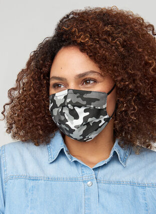 3er-Packung Maske aus Baumwolle, Grey Camouflage, Model image number 0