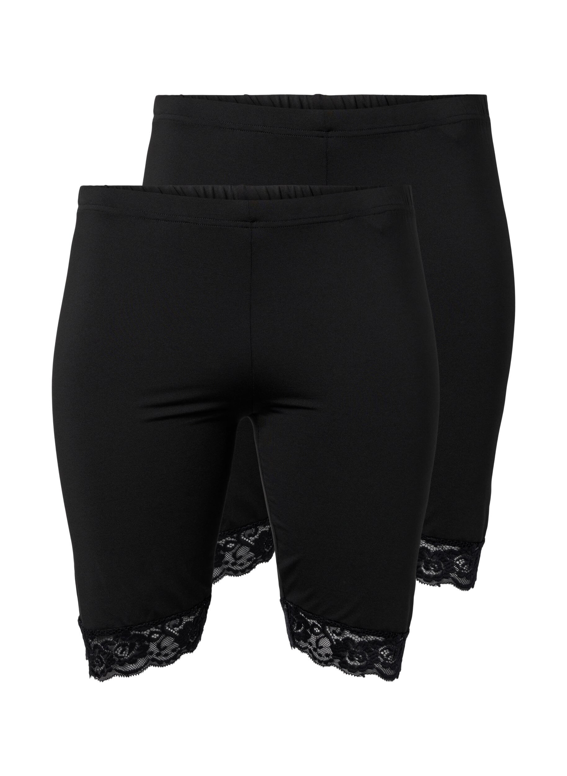 Zizzi2er-Pack Radlershorts mit Spitzenbesatz, Black / Black, Packshot image number 0
