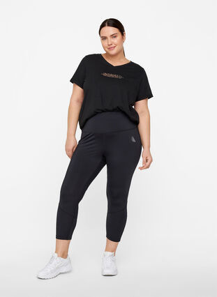 Trainings-T-Shirt aus Baumwolle mit Aufdruck, Black Inspired, Model image number 2