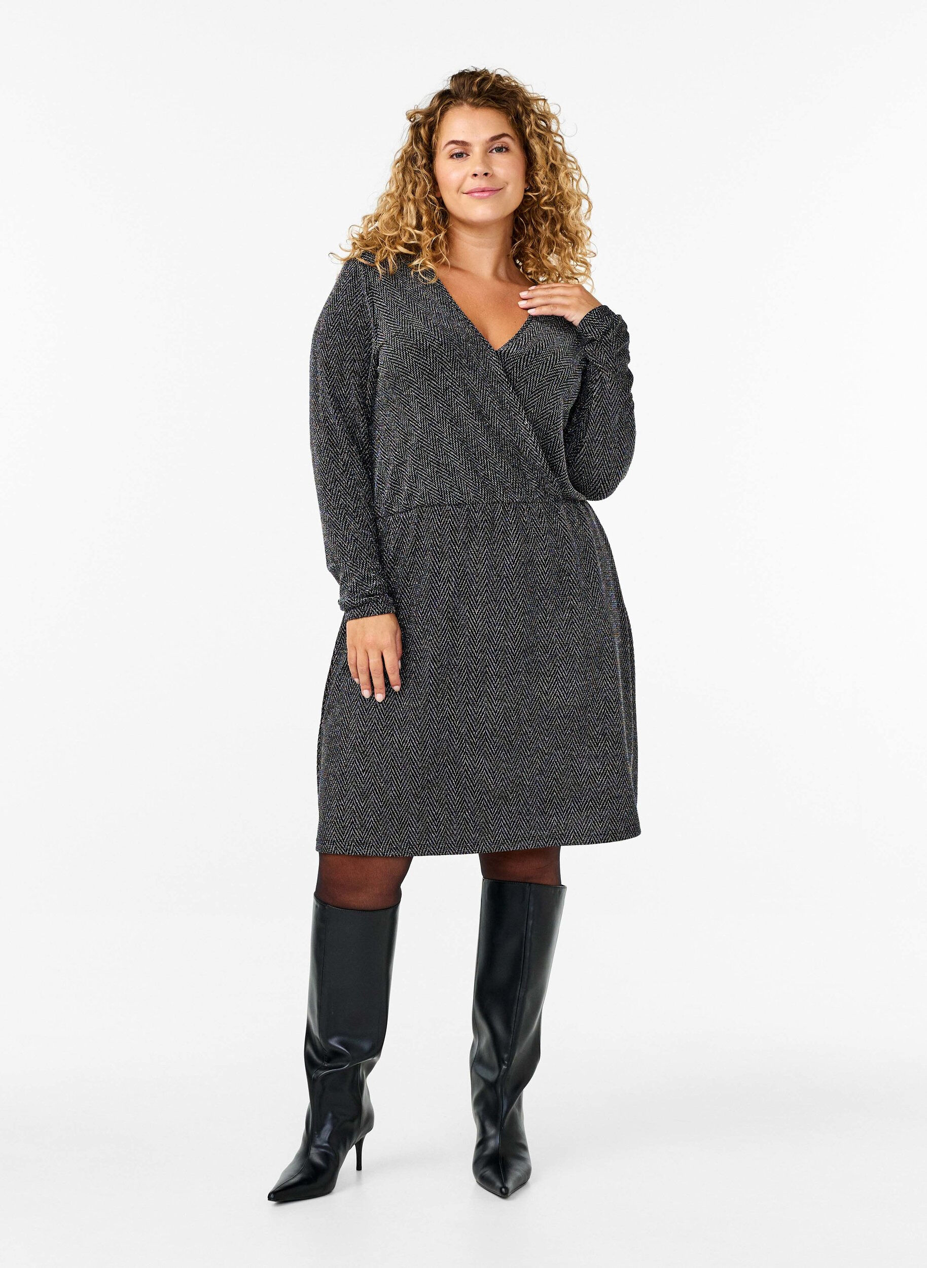 ZizziGlitzerkleid mit Zickzackmuster, Silver ZigZagShimmer, Model image number 2