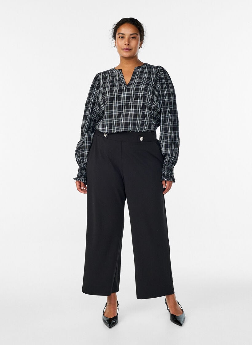 Lockere Hose mit Taschen, Schwarz, Model image number 0