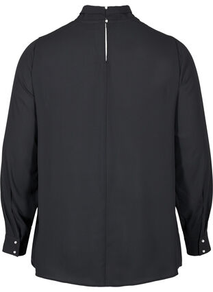 Langarm Bluse mit hohem Kragen, Black, Packshot image number 1
