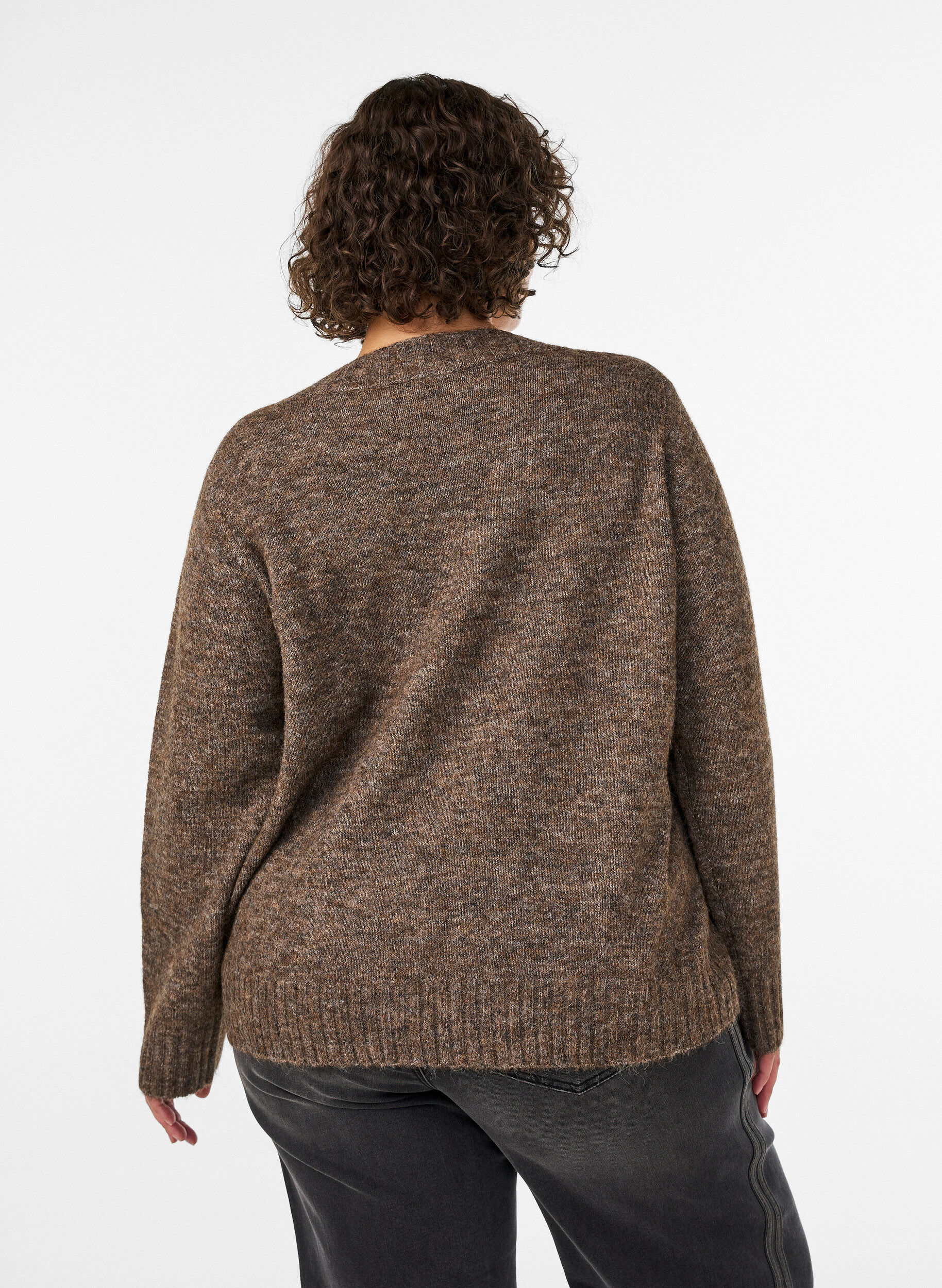 ZizziPullover mit V-Ausschnitt, Braun, Model image number 2