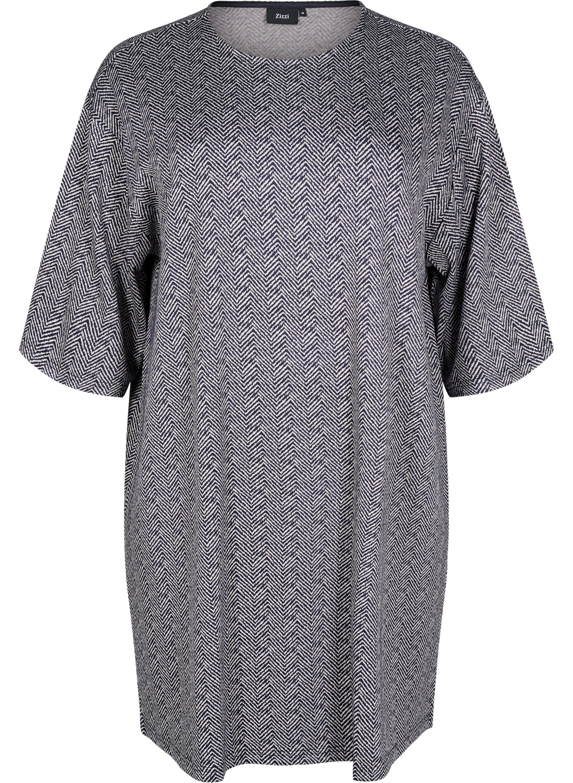 Gemustertes Kleid mit 3/4-&Auml;rmeln