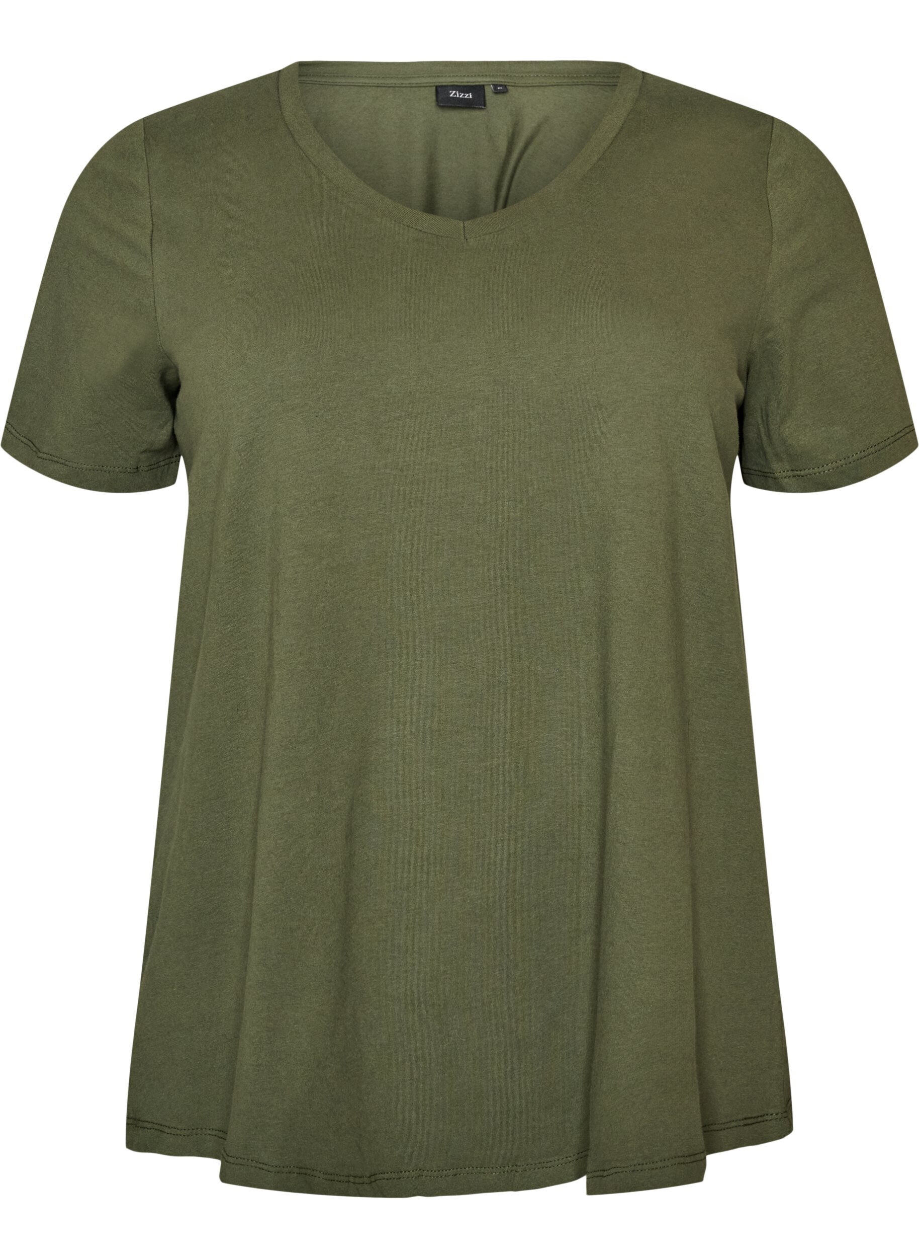 ZizziUnifarbenes Basic-T-Shirt aus Baumwolle, Gr&uuml;n, Packshot image number 0