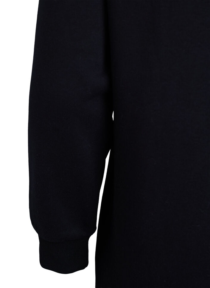 Kurzes Sweatshirtkleid mit hohem Kragen, Schwarz, Packshot image number 3