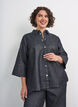 Denimbluse mit Glitzerfaden und 3/4-&Auml;rmeln, Grau, Model image number 0