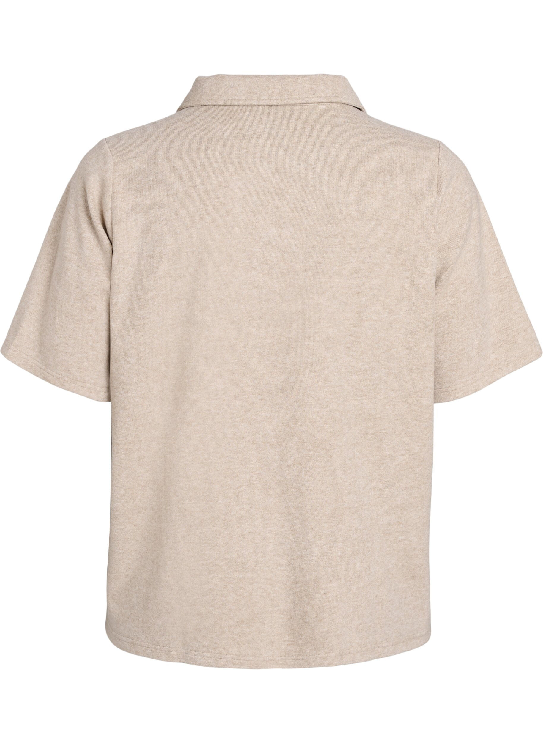 ZizziJersey Bluse mit Kragen und kurzen &Auml;rmeln, Braun, Packshot image number 1