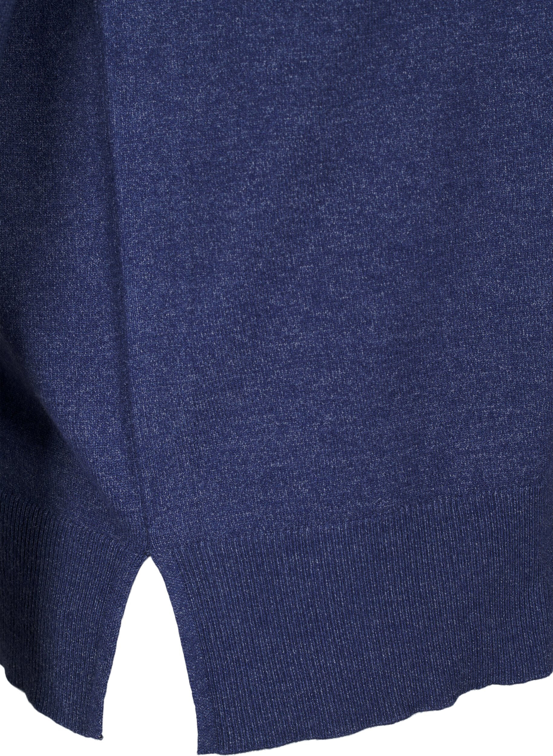 ZizziStrickbluse mit langen &Auml;rmeln und Schlitz, Blau, Packshot image number 3