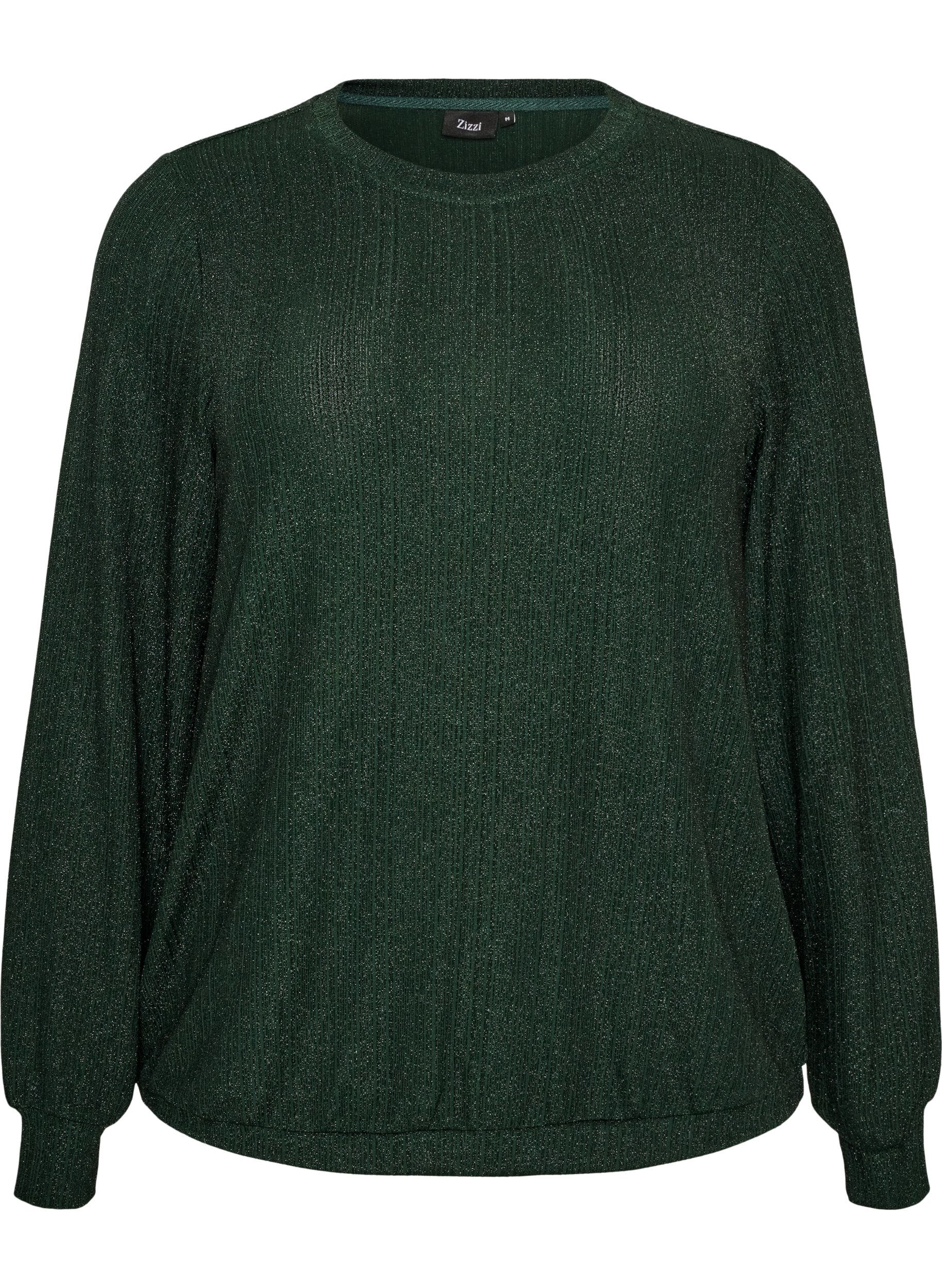 ZizziBluse mit vertikaler Struktur und Glitzerfaden, Gr&uuml;n, Packshot image number 0