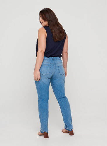 Slim Fit Emily Jeans mit normaler Taillenhöhe , Blue denim, Model image number 1