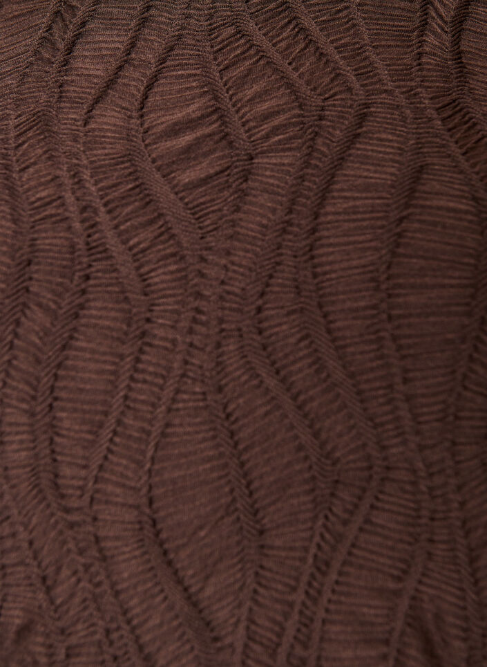 Midikleid mit gewellter Struktur und langen &Auml;rmeln, Braun, Packshot image number 2