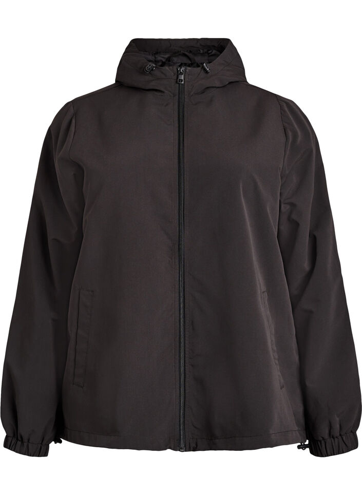 Leichte Jacke mit Kapuze und Rei&szlig;verschluss, Schwarz, Packshot image number 0