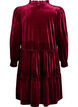 Kurzes Kleid aus Velours mit R&uuml;schenkragen und langen &Auml;rmeln, Rot, Packshot image number 1