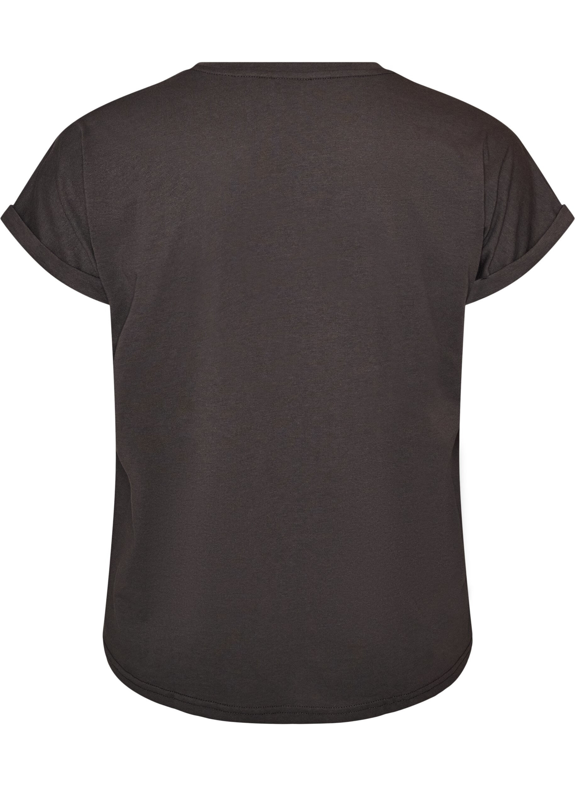 ZizziT-Shirt mit dekorativem Frontprint, Grau, Packshot image number 1
